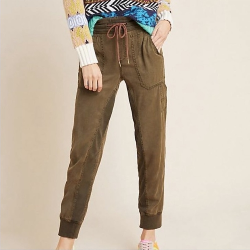 Anthropologie- Nomad High Rise Joggers in Moss Green